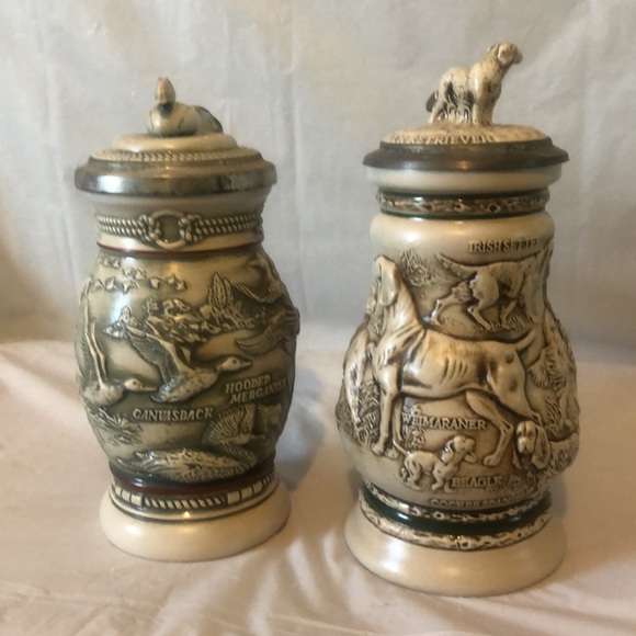Ducks & hunting dogs Avon beer steins in very good condition- patina on… - Picture 7 of 13